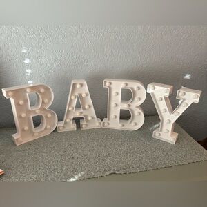 9” light up BABY letters.